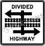 Divided Highway Train Crossing Signs
