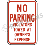 No Parking Violators Towed At Owners Expense