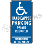 Connecticut Handicapped Parking Permit Required Violators Will Be Fined Signs