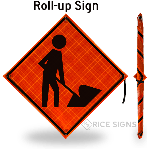 A link to Men Working (symbol) Roll-Up Signs