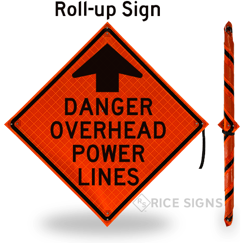 Danger Overhead Power Lines Roll-Up Signs