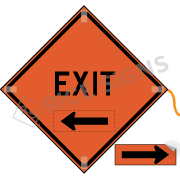 Exit with Reversible Arrow Roll-Up Signs