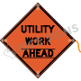 Utility Work Ahead (velcro Around Ahead) Roll-Up Signs