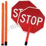 Stop/Stop Paddle with (3) Piece Breakdown 6 Foot ABS Plastic Staff