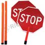 Stop/Stop Paddle with (3) Piece Breakdown 6 Foot ABS Plastic Staff Signs