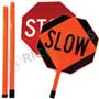 Stop/Slow Paddle with (3) Piece Breakdown 6 Foot ABS Plastic Staff