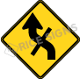 Left Reverse Curve With Side Road Style E Signs