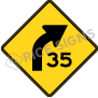 Curve Right With Speed Limit Signs