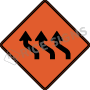 Three Lane Reverse Curve Left Signs