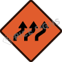 Three Lane Reverse Curve Right Signs