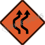 Double Reverse Curve Left Two Lanes Signs