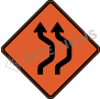 Double Reverse Curve Right Two Lanes Signs