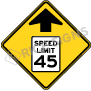 Speed Reduction Symbol With Speed Limit Signs