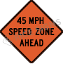 Work Zone Speed Zone Ahead Signs