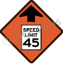 Work Zone Speed Reduction Symbol With Speed Limit Signs