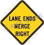 Lane Ends Merge Right