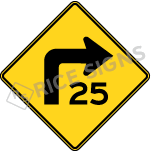 Turn Right With Speed Limit Signs