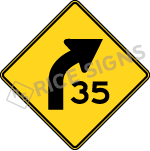 Curve Right With Speed Limit