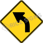 A picture and link to Curve Left Signs
