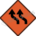 Two Lane Reverse Curve Left Sign