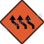 Three Lane Reverse Curve Left Signs
