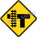 T Intersection With Railroad Tracks Left