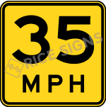 A picture and link to Advisory Speed Signs
