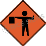 Flagger Ahead (symbol) Sign
