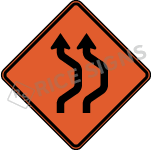 Double Reverse Curve Right Two Lanes Signs