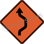 Double Reverse Curve Right One Lane Sign