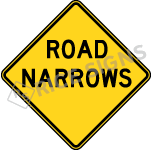 Road Narrows Sign