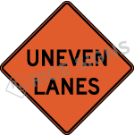 Uneven Lanes Sign