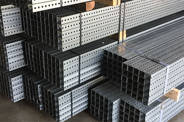 A large stock of galvanized steel posts that are bundled in quantites of 25 post each.