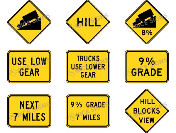MUTCD Hill and Grade Signs