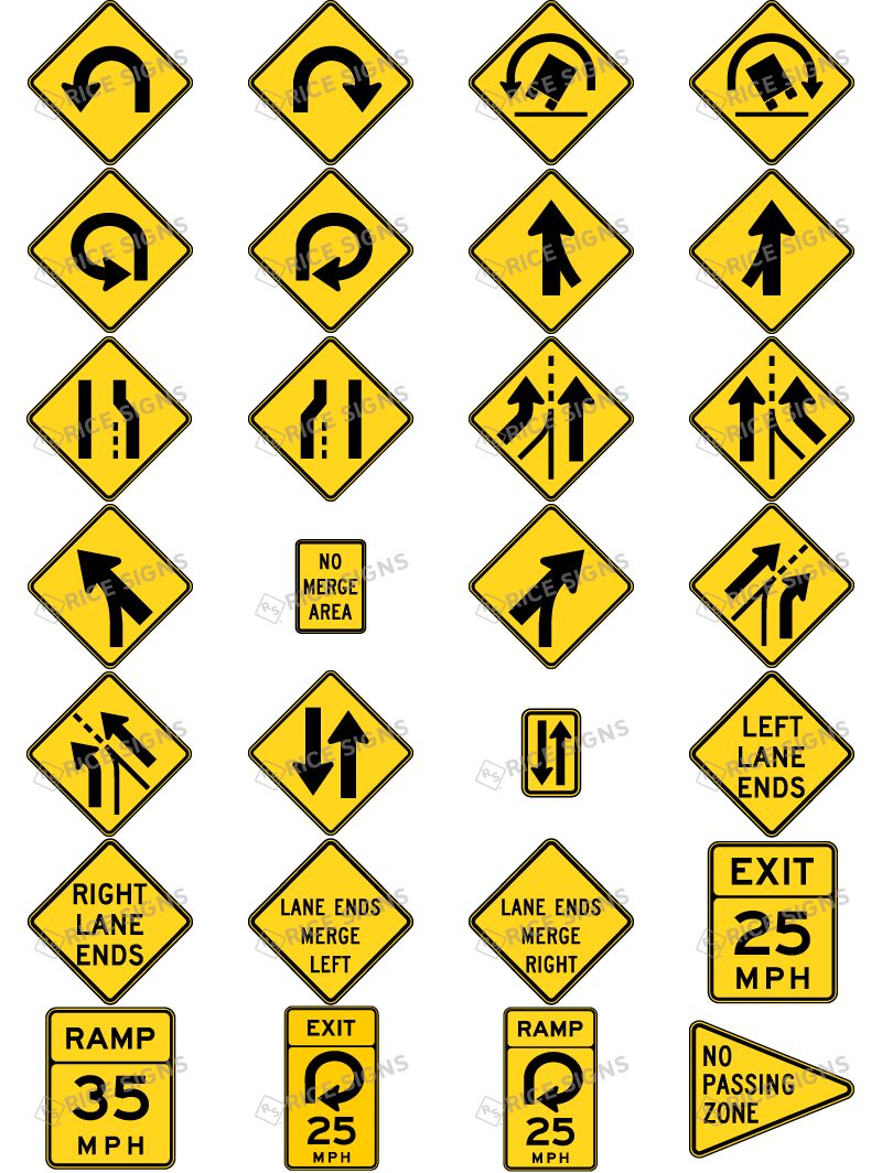 MUTCD Merge and Ramp Signs